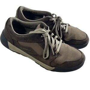 Merrell Boulder Mens 10.5 Brown Tan Canvas Leather Lace Walking Shoes Gorpcore‎